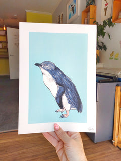 Penguin Blue Art Print