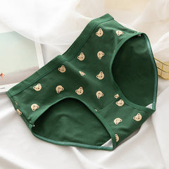 Cute Cartoon Bear Print Cotton Women's Underwear