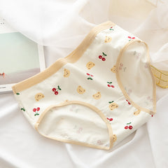 Cute Cartoon Bear Print Cotton Women's Underwear