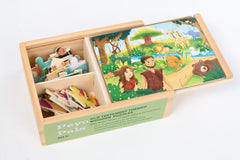 PEYO PALS Bible Themed 4-in-1 Wooden Jigsaw Puzzles in Box (15 pcs Each) | Christian Bible Religious Gifts for Kids | Easter Gifts for Kids (Old Testament B) | Adam & Eve | Moses