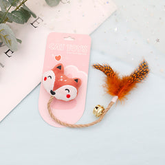 Funny Cat Toy with Feather, Bell, and Hemp Rope