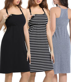 SUIEK Womens Maternity Nursing Tank Tops Cotton Breastfeeding Nightgown Maternity Sleepwear (X-Large)