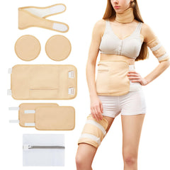 Castor Oil Pack Wrap 7Pcs Reusable Organic Cotton Castor Oil Pack Kit for Knee Abdomen Breast Neck Adjustable Elastic Strap Castor Oil Wrap for Liver Detox Constipation Massage Relaxation
