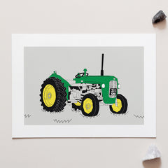 Green Vintage Tractor. Green Vintage Tractor Art Print for sale