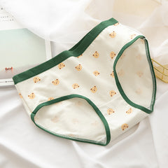 Cute Cartoon Bear Print Cotton Women's Underwear