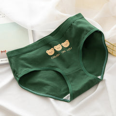 Cute Cartoon Bear Print Cotton Women's Underwear